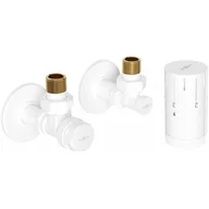 Zawory i kraniki - Mexen G05 zestaw termostatyczny kątowy z maskownicą R, biały - W901-958-904-20 - miniaturka - grafika 1