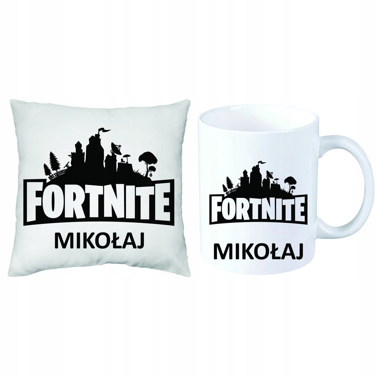 ZESTAW PREZENT PODUSZKA + KUBEK FORTNITE IMIĘ