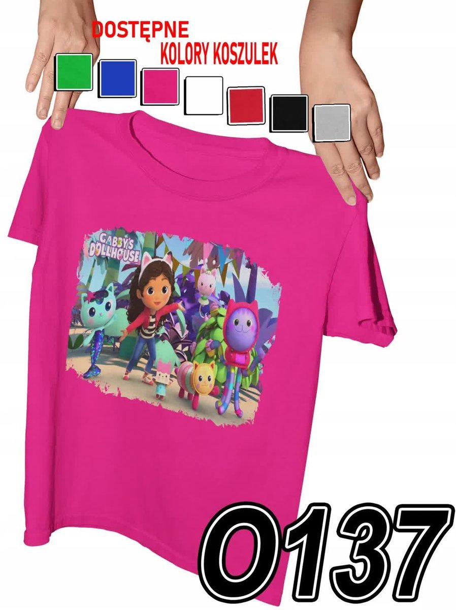 Koszulka Dziecięca Z Nadrukiem Koci Domek Gabi Bajki - L 146-152