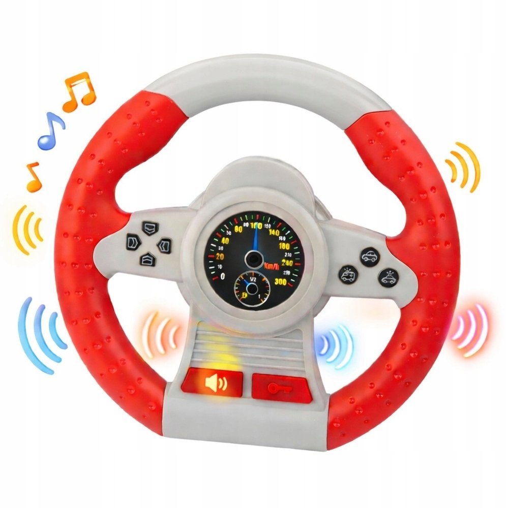 Kierownica Interaktywna Symulator Jazdy Światła Dźwięki Czerwona