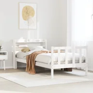 Łóżka - Rama łóżka bez materaca, biała, 90x200 cm, lite drewno sosnowe - miniaturka - grafika 1