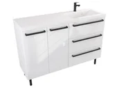 Szafki łazienkowe - Szafka Stojąca Z Umywalką ATH 120 cm DS Prawa - Biały Wysoki Połysk - Uchwyty Czarne Matowe - miniaturka - grafika 1