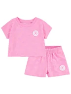 Kaftaniki dla niemowląt - Converse 2-częściowy zestaw w kolorze różowym - miniaturka - grafika 1