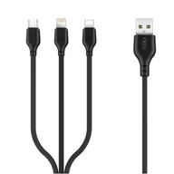 Kable USB - Xo Kabel NB103 3w1 (8-pin/micro/typ-C) czarny 1m - miniaturka - grafika 1