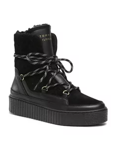 Botki damskie - Tommy Hilfiger Botki Snow Boot Monogram FW0FW06852 Czarny - grafika 1