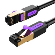 Kable miedziane - Kabel sieciowy kat.7 SFTP Vention ICDBD 0,5m czarny - miniaturka - grafika 1