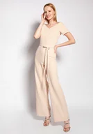 Kombinezony - Kombinezon z dekoltem typu carmen - KB116 beż - miniaturka - grafika 1