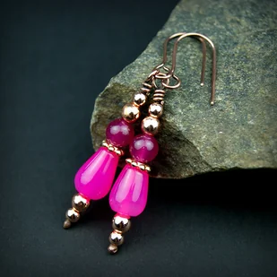 Kolczyki z różowym agatem - Kolczyki - miniaturka - grafika 1