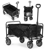 Wózki na żywność - Wózek transportowy składany duży wózek ogrodowy plażowy czarny ModernHome - miniaturka - grafika 1
