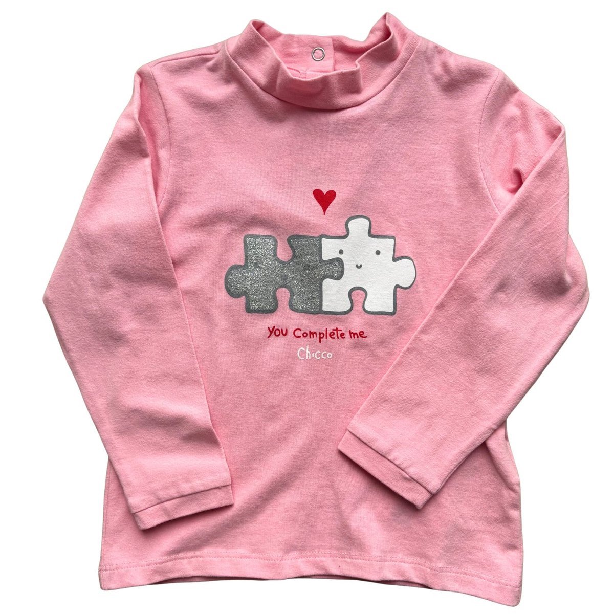 Koszulka dziewczęca Chicco bawełniana różowa z półgolfem-74