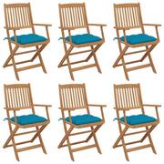 Fotele i krzesła ogrodowe - vidaXL Lumarko Składane krzesła ogrodowe 6 szt., z poduszkami, drewno akacjowe! 3074959 - miniaturka - grafika 1