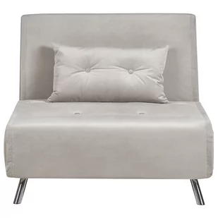 Sofa rozkładana welurowa jednoosobowa jasnoszara FARRIS - Sofy i kanapy - miniaturka - grafika 1