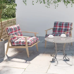 Poduszki na sofę z palet, 2 szt., czerwona krata, tkanina - Poduszki ogrodowe - miniaturka - grafika 1