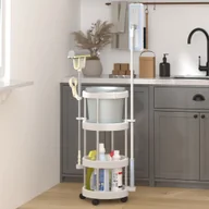 Miotły, szufle, mopy - Lumarko Wózek na środki czystości, z koszem, aluminiowy! - miniaturka - grafika 1