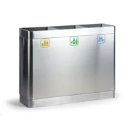Kosze biurowe - B2B Partner Kosz do segregacji śmieci, 3x 44 l, ze stali nierdzewnej 405002 - miniaturka - grafika 1
