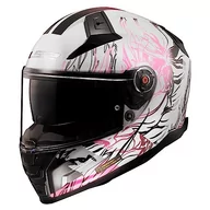 Kaski motocyklowe - LS2, pełny kask motocyklowy VECTOR II DARFLO gloss white pink, M - miniaturka - grafika 1