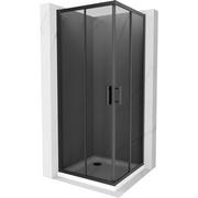 Kabiny prysznicowe - Mexen Rio kabina prysznicowa kwadratowa 90x90 cm, grafit, czarna + brodzik Flat, biały - miniaturka - grafika 1