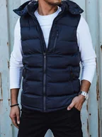 Kamizelki męskie - Kamizelka męska pikowana z kapturem niebieska Dstreet TX4780 - miniaturka - grafika 1