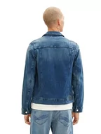 Kurtki męskie - Męska kurtka dżinsowa ze stretchem TOM TAILOR z naszywanymi kieszeniami na piersi, 10119-Znoszony dżins w kolorze średniego kamiennego błękitu, L - miniaturka - grafika 1
