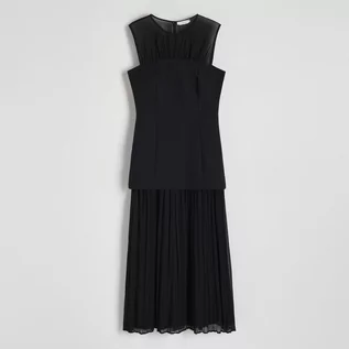 Sukienki - Reserved - Sukienka maxi z łączonych materiałów - Czarny - grafika 1