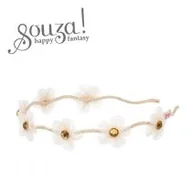 Zabawy w naśladowanie dorosłych - Souza! Opaska z białymi tiulowymi kwiatkami i złotymi cyrkoniami Liyana - miniaturka - grafika 1