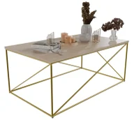 Ławy i stoliki kawowe - Stolik kawowy z metalowym stelażem złoty + dąb sonoma N8-P15 - miniaturka - grafika 1