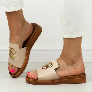 Beżowe płaskie klapki damskie Vinceza 73501 - Klapki i japonki damskie - miniaturka - grafika 1