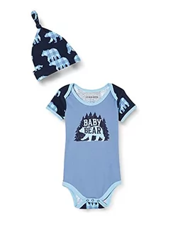 Śpiochy dla niemowląt - Hatley Body dla dziewczynek z czapką śpioszki dla małych dzieci, Niebieski niedźwiedź, 12-18 Miesiące - grafika 1