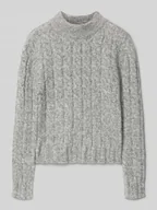 Swetry dla dziewczynek - Sweter z dzianiny o kroju regular fit ze wzorem ze ściegu warkoczowego - miniaturka - grafika 1