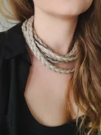 Naszyjniki - Jagna naszyjnik lniany warkocz - miniaturka - grafika 1