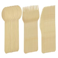 Dekoracje i nakrycia stołu na imprezę - Komplet jednorazowych sztućców drewnianych - łyżka, widelec, nóż EKO 96 sztuk - miniaturka - grafika 1