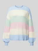 Swetry damskie - Sweter z dzianiny o kroju comfort fit z szerokim wzorem w paski i obniżonymi ramionami model ‘ATIA’ - miniaturka - grafika 1