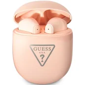 Słuchawki - Guess GUTWST82TRP TWS Triangle Logo różowe - miniaturka - grafika 1