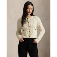 Swetry damskie - POLO RALPH LAUREN Wełniany kardigan Cable Cropped Fit z dodatkiem kaszmiru - miniaturka - grafika 1