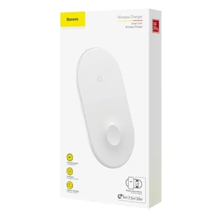 Baseus Smart 2in1 Wireless Charger podwójna ładowarka bezprzewodowa indukcyjna Qi smartfon + Apple Watch biały (WX2IN1-02) - Ładowarki do telefonów - miniaturka - grafika 8