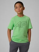 Koszulki dla chłopców - 4F T-shirt regular z nadrukiem chłopięcy - zielony 164 (13-14 lat) - miniaturka - grafika 1