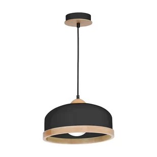 EULUNA Lampa wisząca Studio drewniany dekor 1-pkt. czarna - Lampy sufitowe - miniaturka - grafika 1