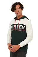 Bluzy męskie - Trendyol Męska bluza z kapturem, jednokolorowa, regularna, ZIELONY, XL - miniaturka - grafika 1