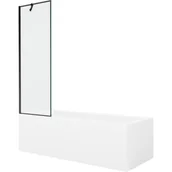 Wanny - Mexen Cubik wanna prostokątna 160 x 70 cm z obudową i parawanem 1-skrzydłowym 60 cm, czarny wzór - miniaturka - grafika 1