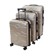 Walizki - Twarde walizki podróżne na bagaż na kółkach szampanowe, zestaw 3szt. H23084C - miniaturka - grafika 1