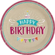 Dekoracje i nakrycia stołu na imprezę - Talerze My Birthday Party okrągle papierowe 23 cm 8szt - miniaturka - grafika 1