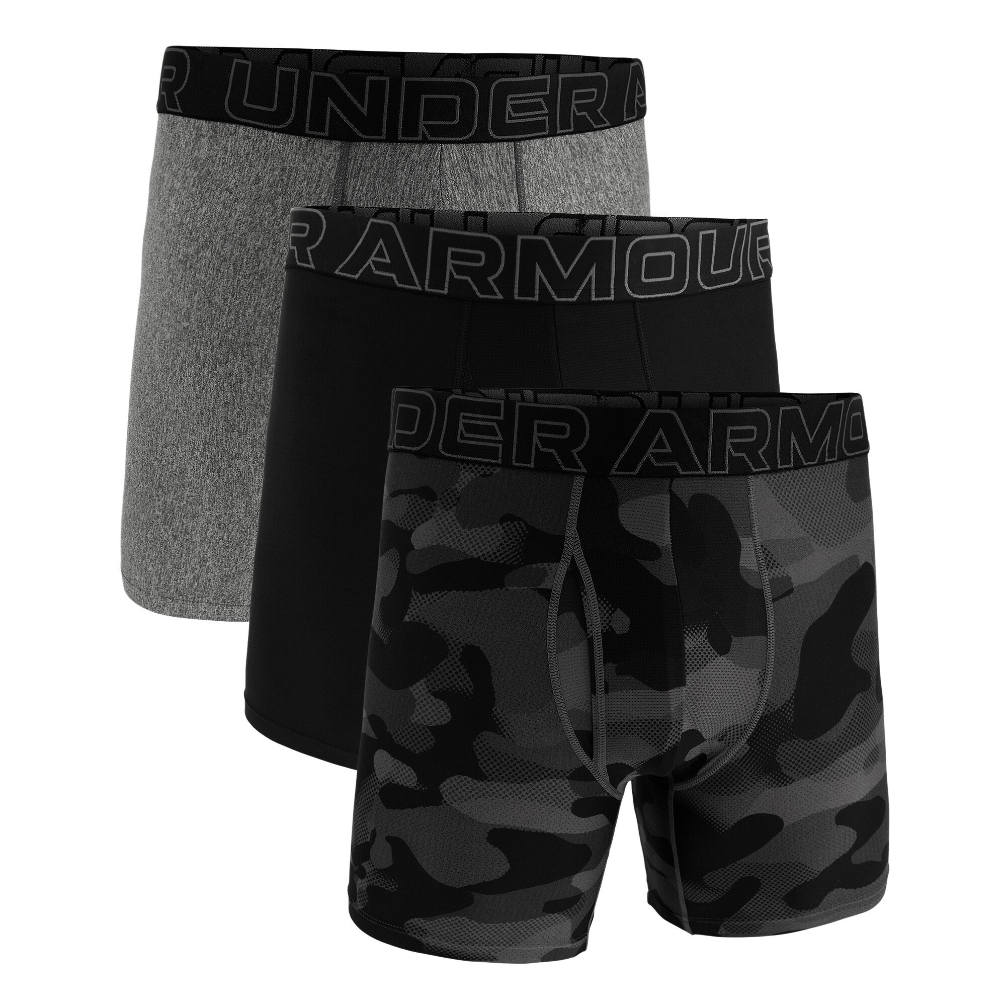 Bokserki męskie Under Armour Perf Tech Print 6in 3Pack Black XL
