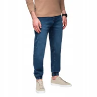 Spodnie męskie - Spodnie męskie jeansowe JOGGERY klasyczne niebieskie V2 OM-PADJ-0265 r. XL - miniaturka - grafika 1