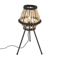 Lampy stojące - QAZQA Wiejska lampa stołowa statyw bambusowa z czarnym - Evalin - miniaturka - grafika 1