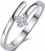 Pierścionki - Elegancki Srebrny Regulowany Pierścionek Damski Spirala Brylant Nowoczesny - miniaturka - grafika 1