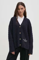 Swetry damskie - Tommy Hilfiger kardigan wełniany kolor granatowy lekki WW0WW42143 - miniaturka - grafika 1