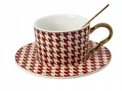 Filiżanki - ELEGANCKI ZESTAW FILIŻANKA+SPODEK+ŁYŻECZKA - miniaturka - grafika 1