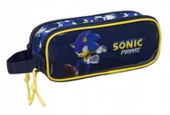 Piórniki - Piórnik Szkolny Podwójny Dla Chłopca Saszetka Czarny Niebieski Zamek Sonic - miniaturka - grafika 1