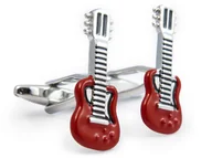 Spinki do mankietów i krawatów - Czerwono-srebrne spinki do mankietów - gitary U2 - miniaturka - grafika 1
