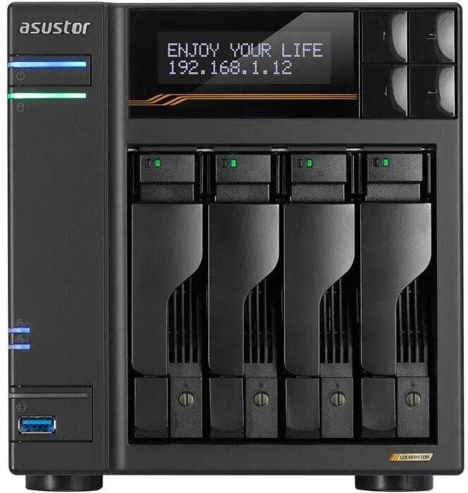 Serwer plików Asustor LOCKERSTOR 4 AS6704T 4-bay, Intel Celeron N5105 Czterordzeniowy 2.0GHz, 8GB RAM DDR4. 4x M.2 PCIe NVMe, 2x 2.5 GbE. 2x USB 3.2. HDMI 2.0b; 1xPCIe